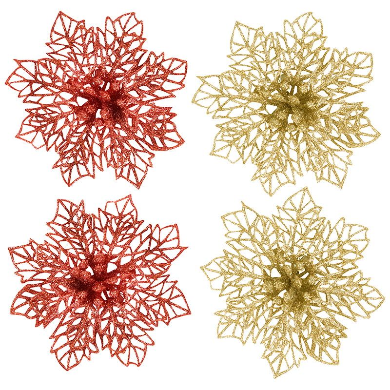 Украшение "Пуансеттия" 108562 (набор 4шт.) Скр