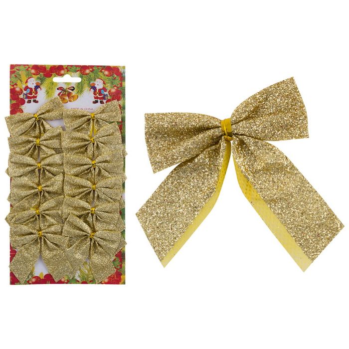 Бант "Рождественский" 007709 (12шт.) золотой Скр