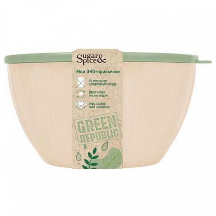 Салатник 5,0л. "Green Republic" ПЦ1868GR с крышкой (лен)