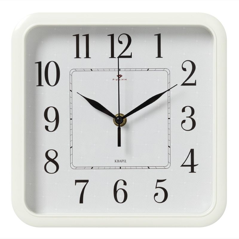 Часы настенные 2223-336W "Рубин" (22*22см.)корпус белый, "Классика"