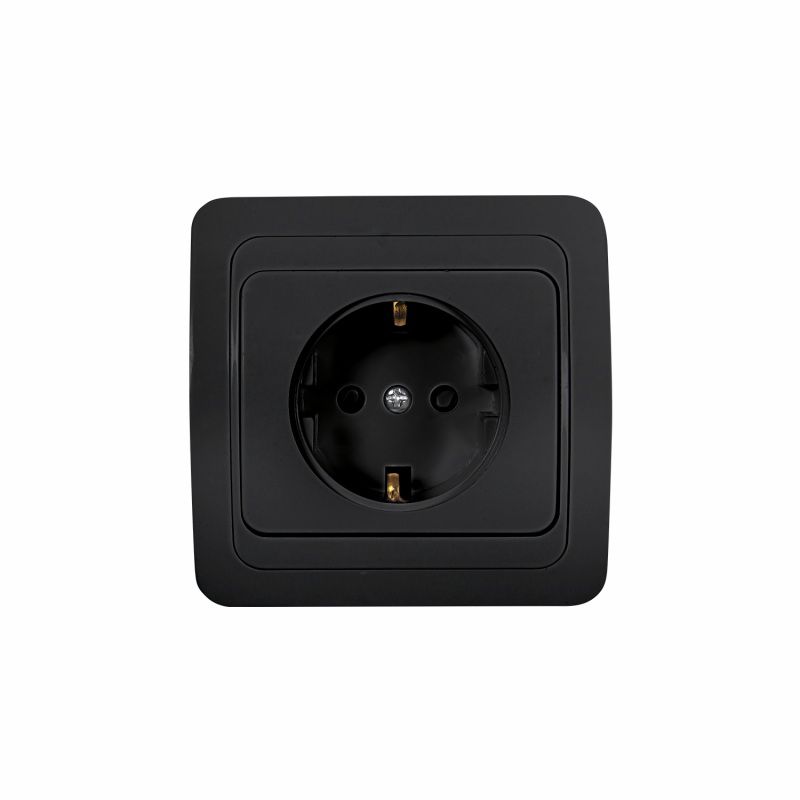 Розетка CLASSICO один. 2028-B скр\пр с з/к черная ASD