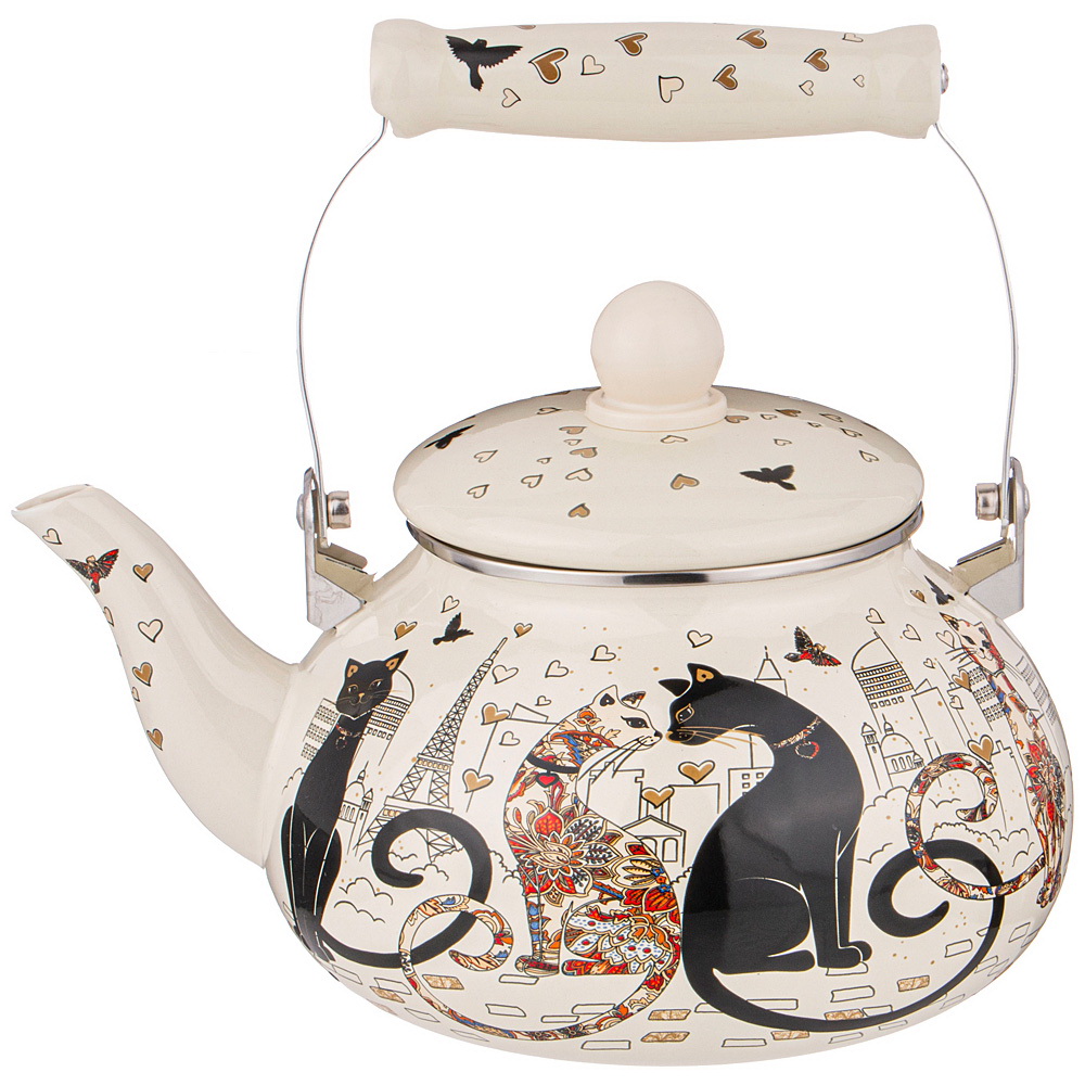 Чайник эмал. 934-391 2,5л. "Парижские коты" ВД