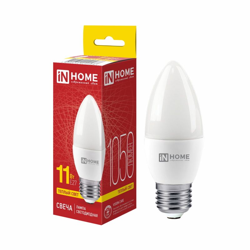 Лампа светодиодная 11Вт. LED-СВЕЧА-VC Е27 3000К 1050Лм. IN HOME