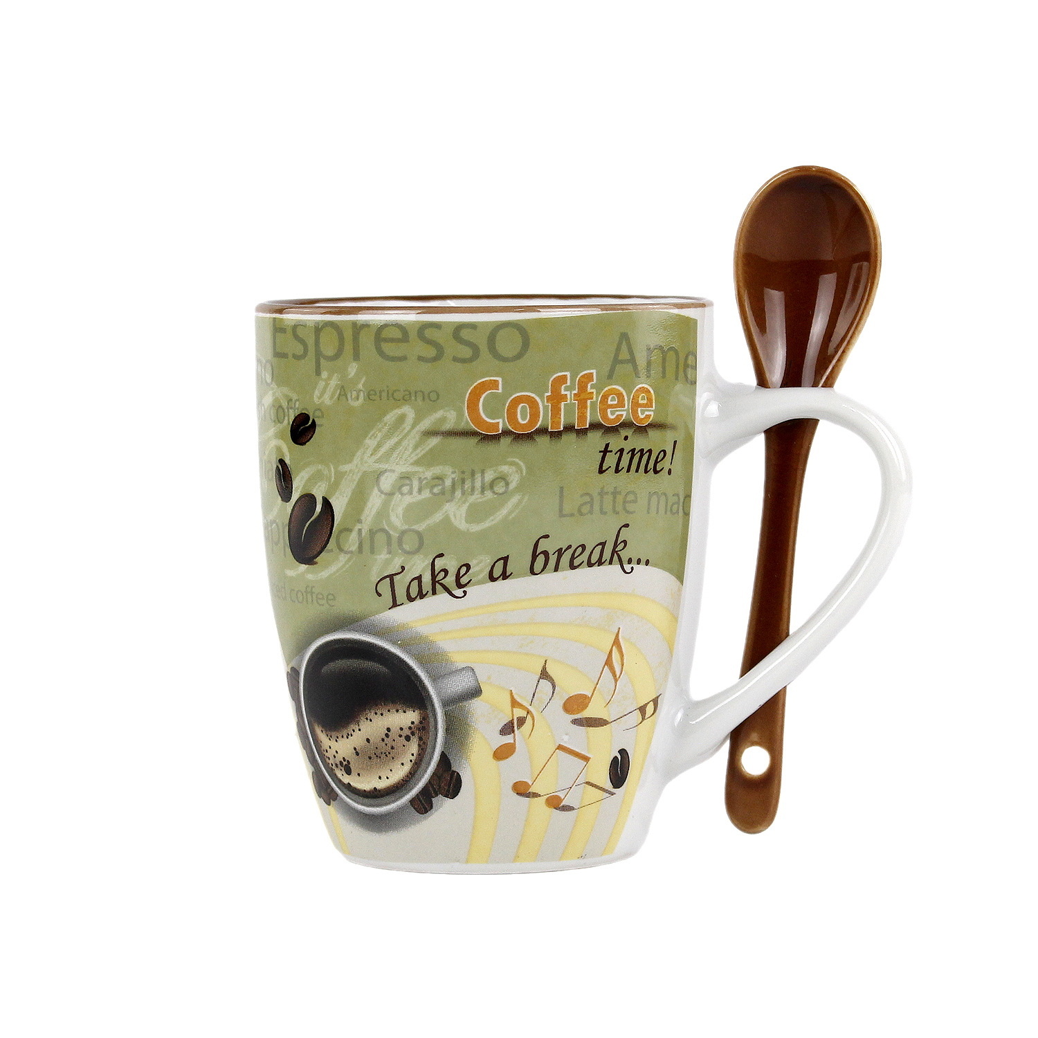 Кружка Бочка с ложкой "Бодрый день" R03H/2781J 001455 340мл. (КС)