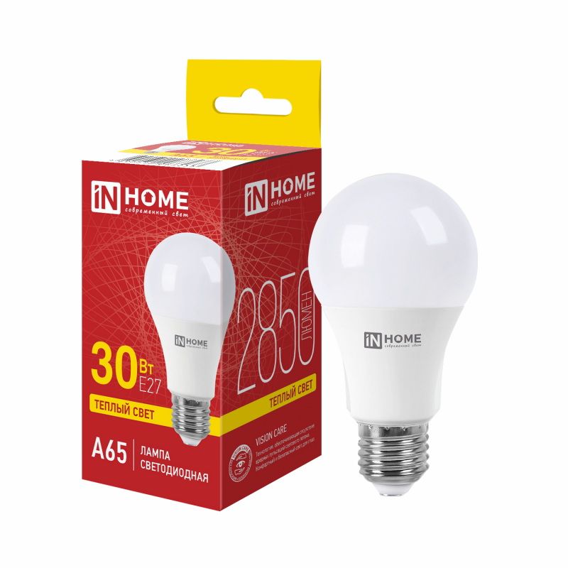 Лампа светодиодная 30Вт. LED А65-VC Е27 3000К 2850Лм. ASD/IN HOME