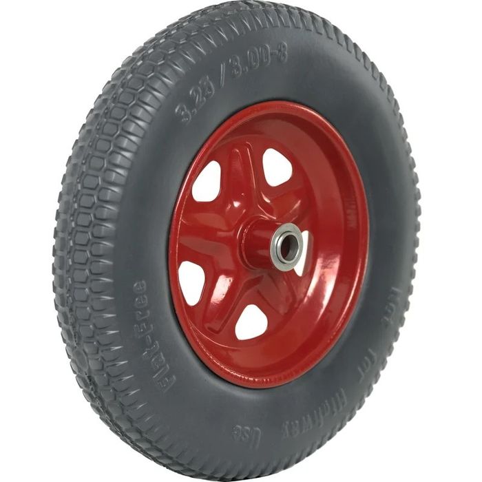 Колесо к тачке садовой полиуретан. 3.25-8 с подшипн. d16мм. (серое)Тр.