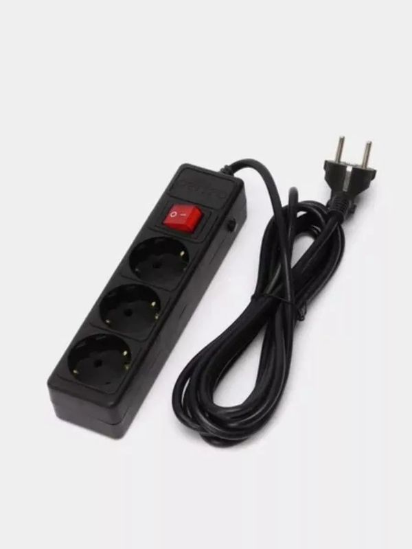 Сетевой фильтр 5м 3роз ПВС 3*0,75 (черный) защита от скачков напряжения и перегруза Смоленск