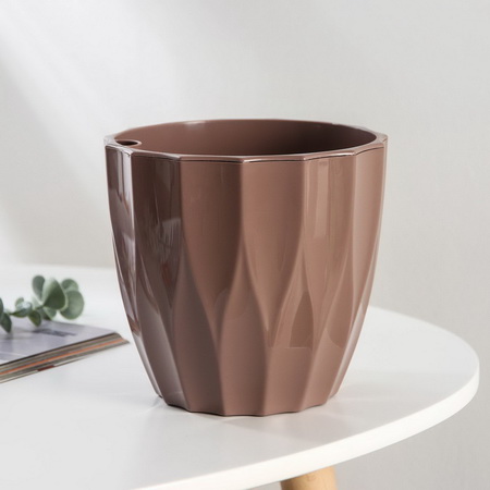 Кашпо ФЛЮТЕ 3,0л. со вставкой 1320 (мокко) ДП