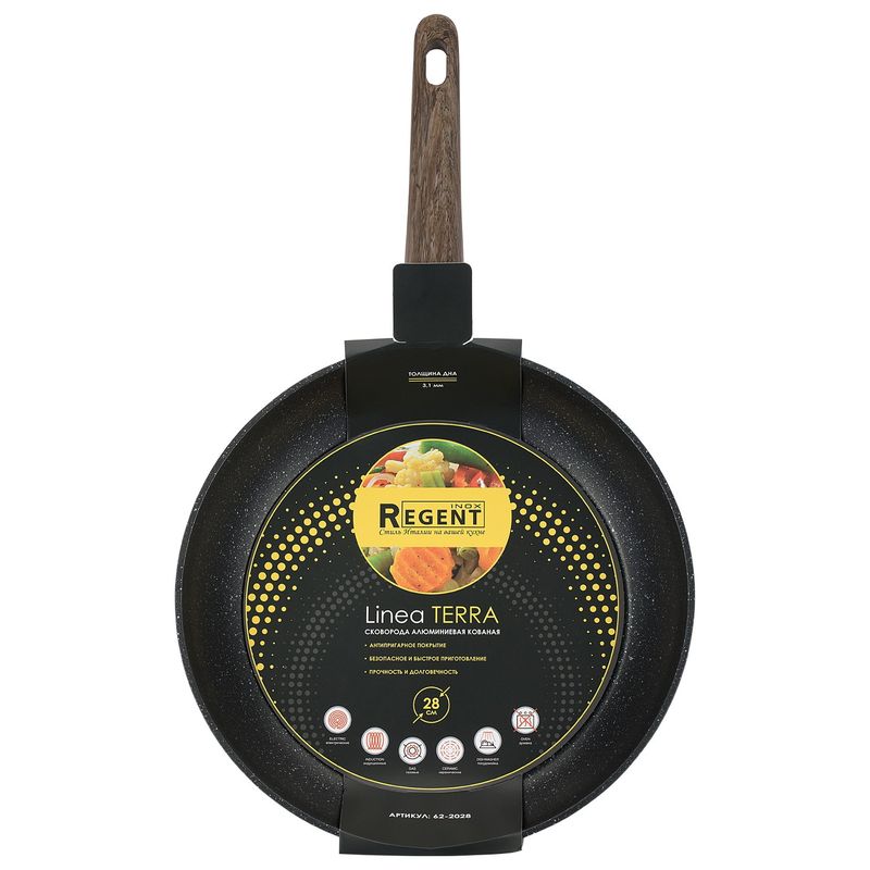 Сковорода 62-2028 d 28*5,2см. TERRA (индукц.) (а/пр. ков. ал.)