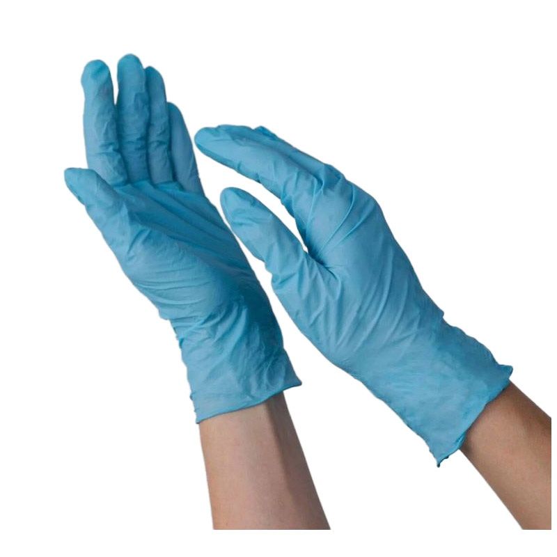 Перчатки нитровиниловые (S) 111216 голубые (цена за пару) Скр.