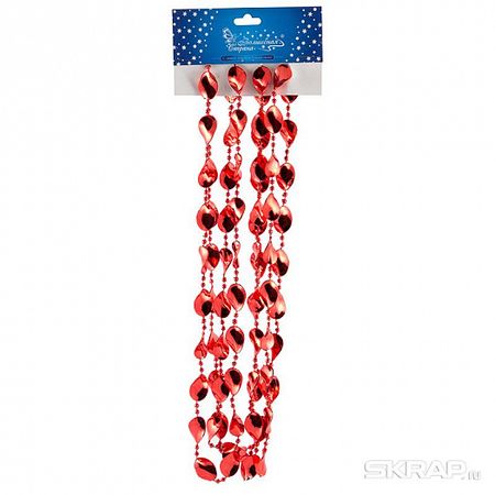 Бусы на елку "Эллипс" 2,7м. 104065 (красный) Скр