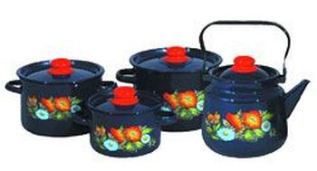 Набор 1с142 "Русское поле" (3к.: 1,5/3/4,5л. чайник 3,5л.) Чер