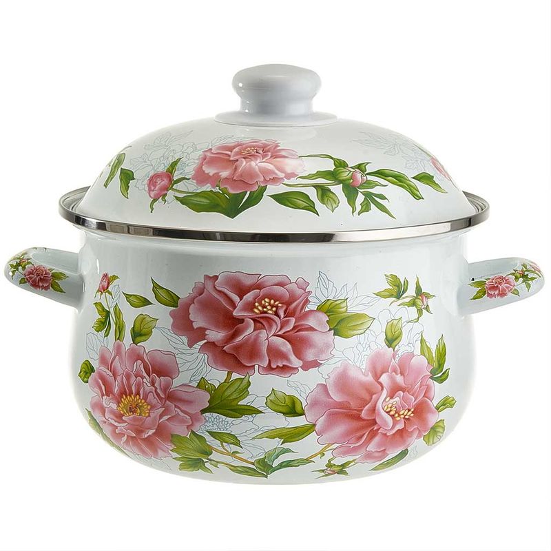 Кастрюля эмал. EM-1502 "Пионы" 2.8л. MetaLLoni  Дел.