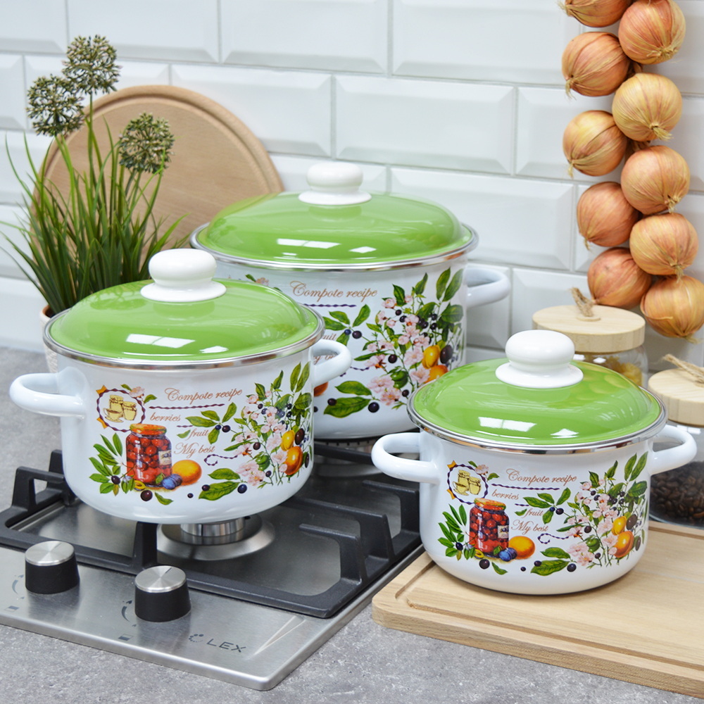 Набор №19 "Вкусный компот" 6КВ191М (3к.: 2/3/5,5л.) белоснежн. Чер