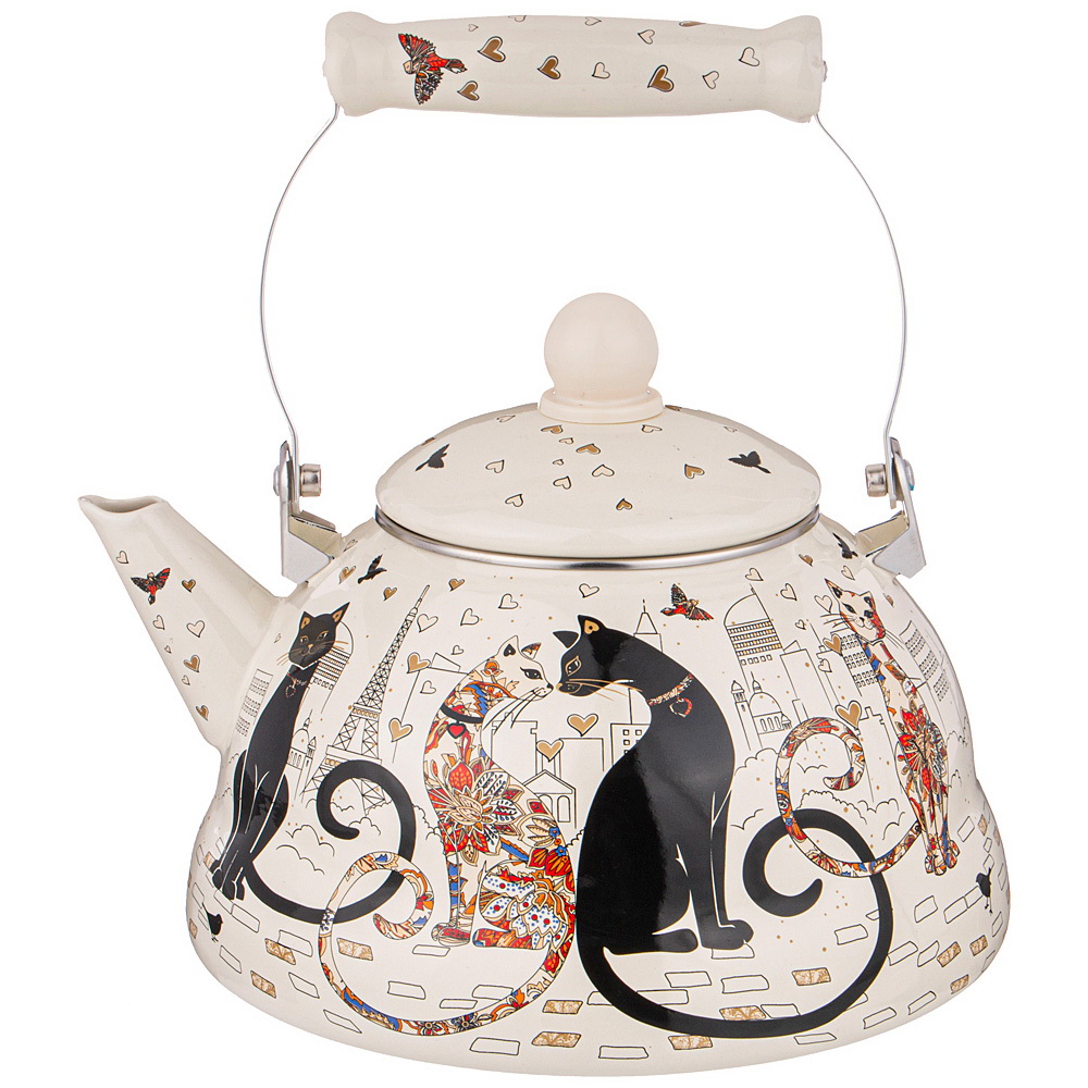 Чайник эмал. 934-392 3,0л. "Парижские коты" ВД