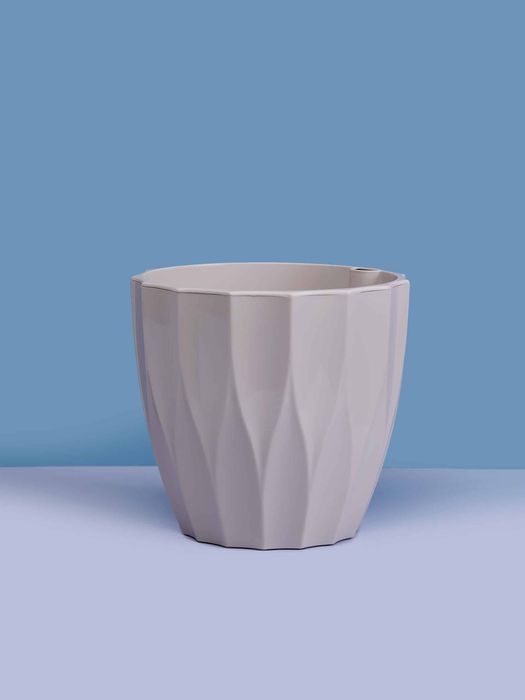 Кашпо ФЛЮТЕ 1,9л. со вставкой 1627 (льняной) ДП