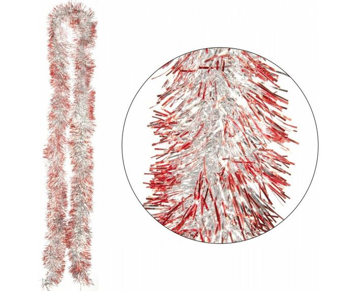 Мишура 2,0м. 6 слоев 106424 SYMTA-1623105 (серебряный с красной окант.)СКР