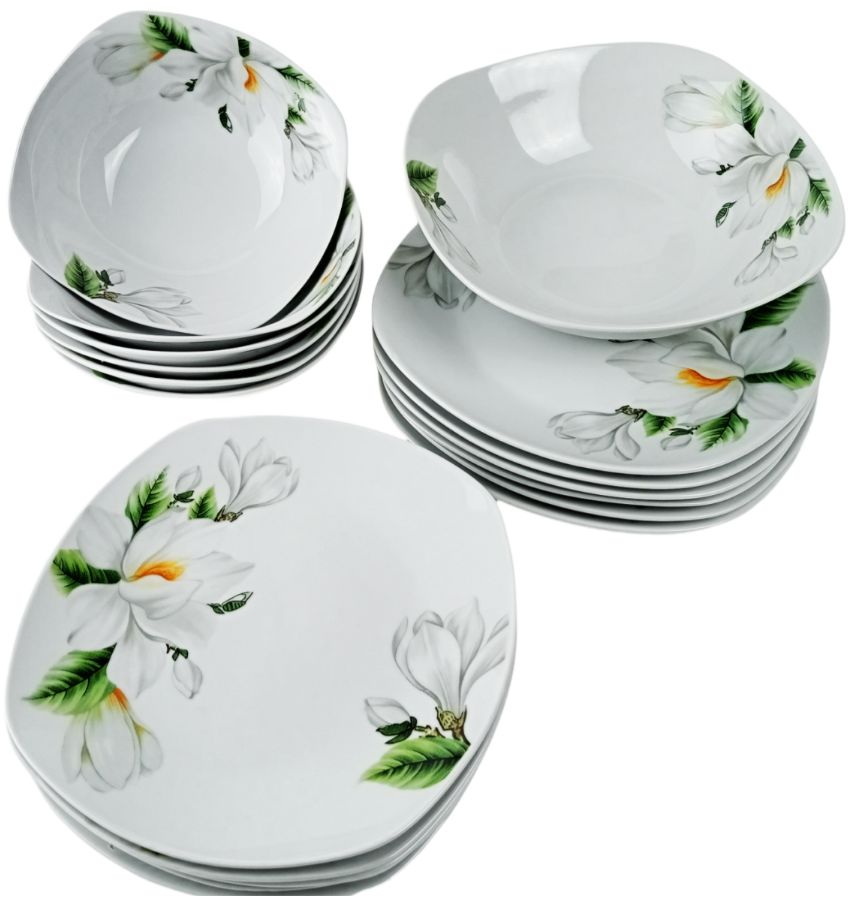 Столовый сервиз 19К-19176 "Мирабель" (19пр.) квадратные тарелки