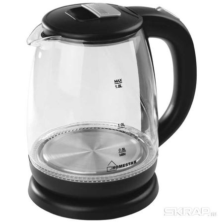Чайник эл. HOMESTAR HS-1018 1,8л. стекло  диск Скр.