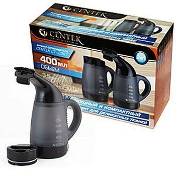 Отпариватель CENTEK CT-2381+ чайник (1,0кВт. 0,4л. 15г/мин. рег.мощности) Отпариватель CENTEK CT-2381+ чайник (1,0кВт. 0,4л. 15г/мин. рег.мощности)