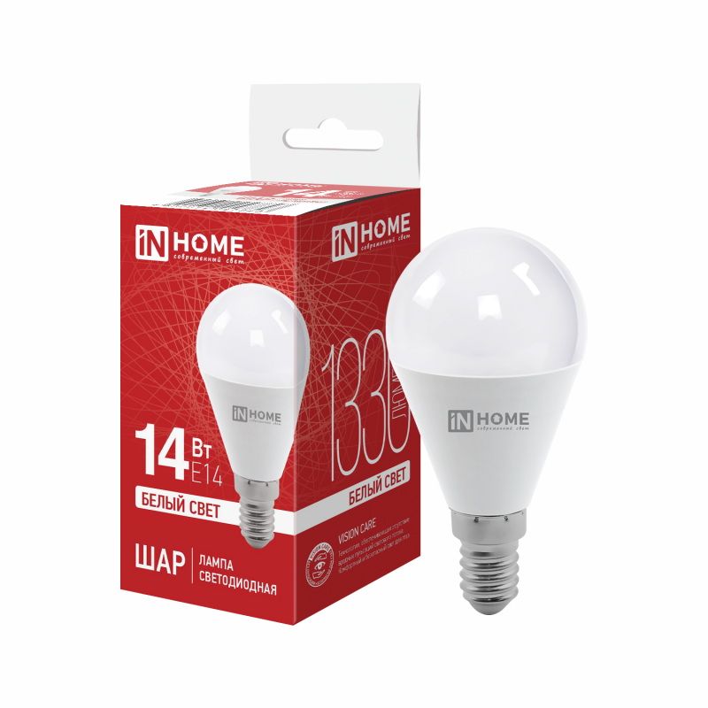 Лампа светодиодная 14Вт. LED-ШАР-VC Е14 4000К 1330Лм. IN HOME