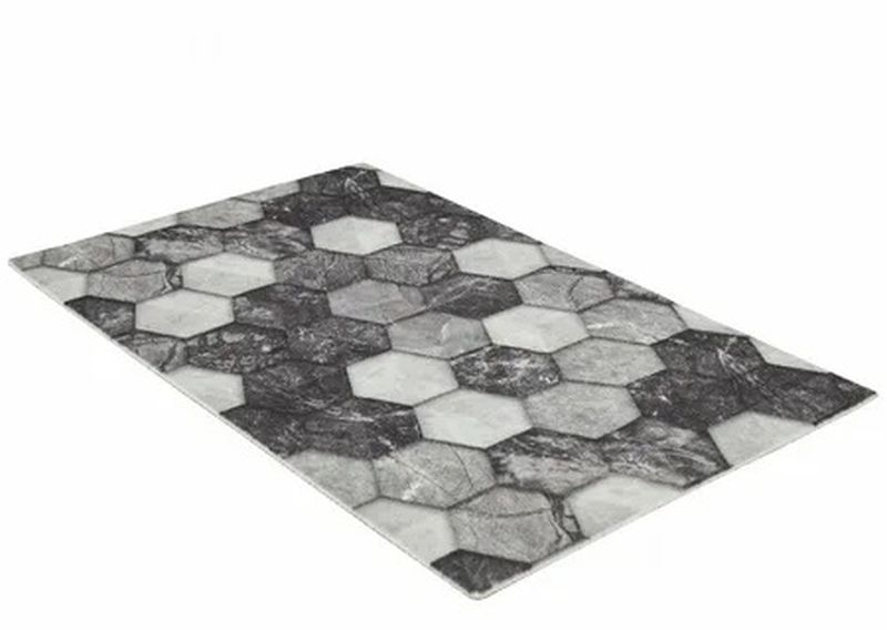 Коврик напольный  SH Icarpet PRINT 50*80 "Соты Мрамор" влаговп. 826674 (черно-серый)Ш