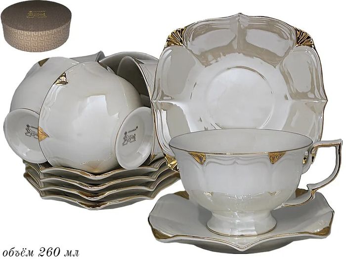 Чайный сервиз 105-716 12пр. "Перламутр белый" (подар. уп.)