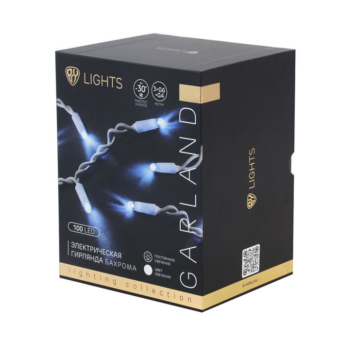 Гирлянда эл. уличная бахрома 3,0*0,6*0,4м. 351-770 100LED, белый, пост. свеч. СНОУ БУМ Гирлянда эл. уличная бахрома 3,0*0,6*0,4м. 351-770 100LED, белый, пост. свеч. СНОУ БУМ