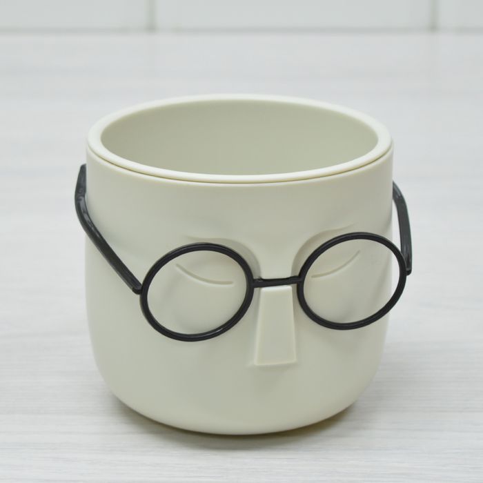 Кашпо СТИВ  0,65л. d11,5см. КН3079БР со вставкой (Белый ротанг)