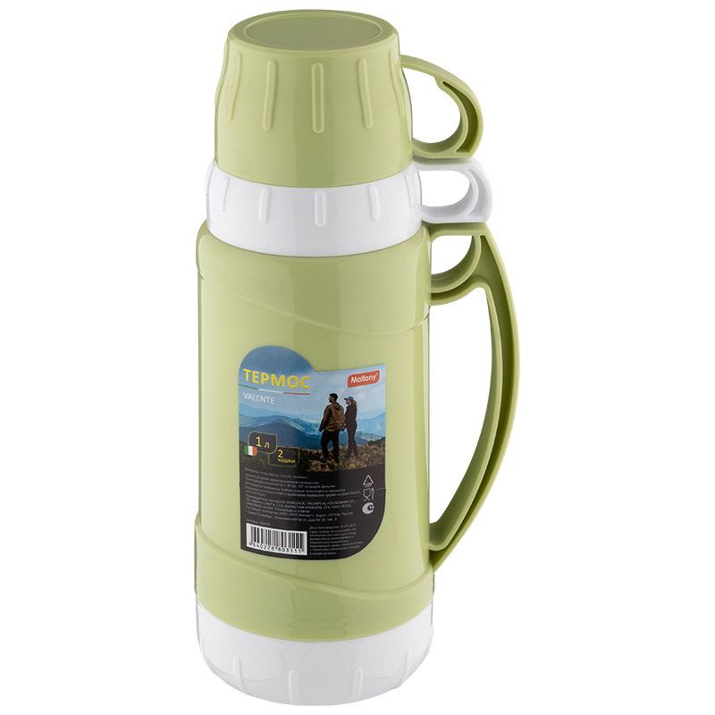 Термос стекл. VALENTE 1,0л. 106036 (пл.корп. 2 чашки ) Mallony  (Скр)