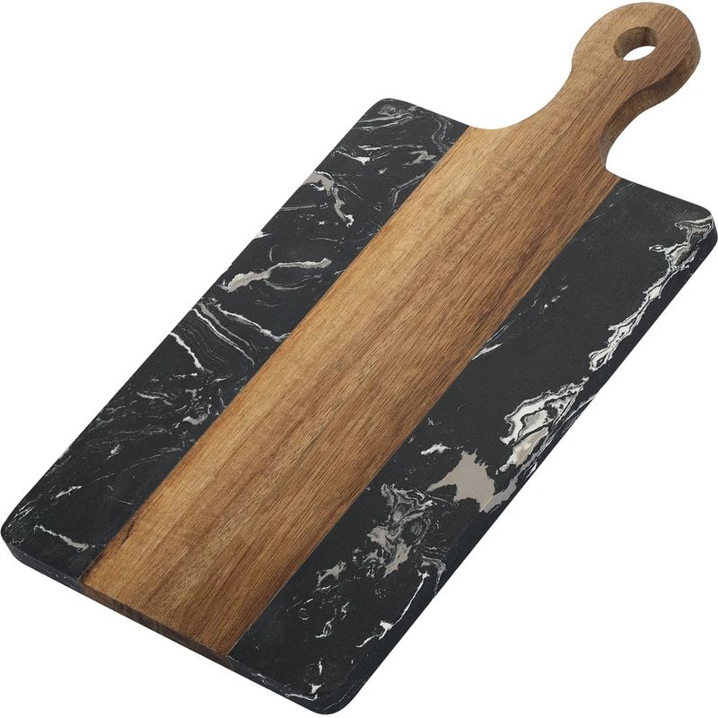 Доска разд. дер. 93-AC-1-02 (35*18*1.2см.) с ручкой ACACIA  (вставка черный мрамор)