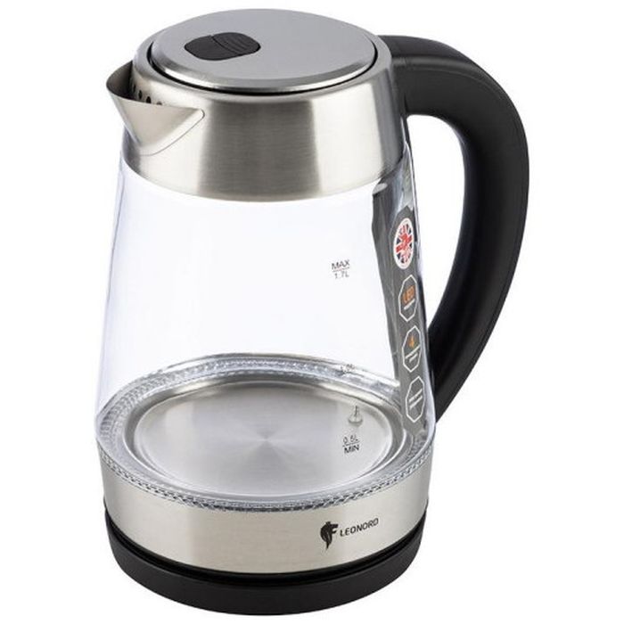 Чайник эл. LEONORD LE-1507 2,2кВт. 1,7л. стекло. диск 104865 Скр.
