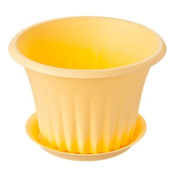 Кашпо КЭРОЛ 0,75л. d14cм. с подст. КН3154Б (Банановый)