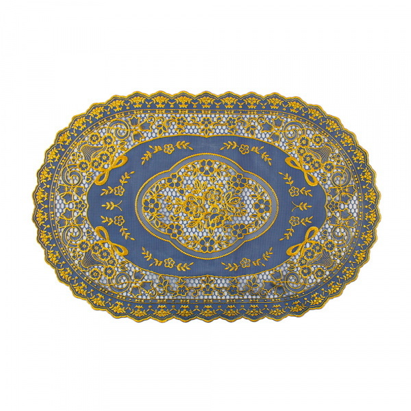 Салфетка в рул. Ажурная GRACE овал. 30*45см. 50шт. 10495 голуб./золото Салфетка в рул. Ажурная GRACE овал. 30*45см. 50шт. 10495 голуб./золото
