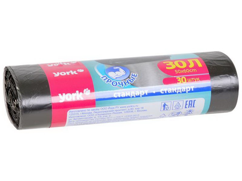 Мешки д/мусора  30л. (30шт.) прочные YORK 0213