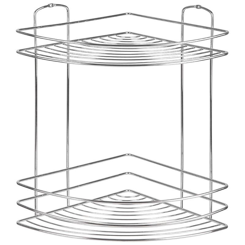 Полка д/ванной угл. 2-х ярусная BASIC 111175 (21*21*30,5см) хром. Скр.