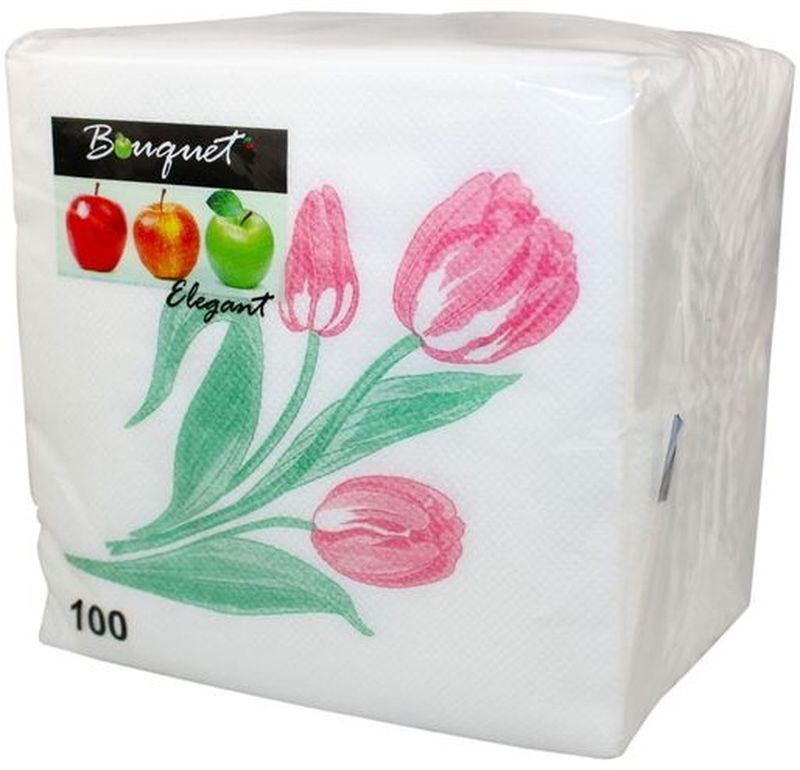 Салфетки бумажные 1сл. Bouguet Elegant 42566 (24*24см.) 100шт. "Две розы" РБ