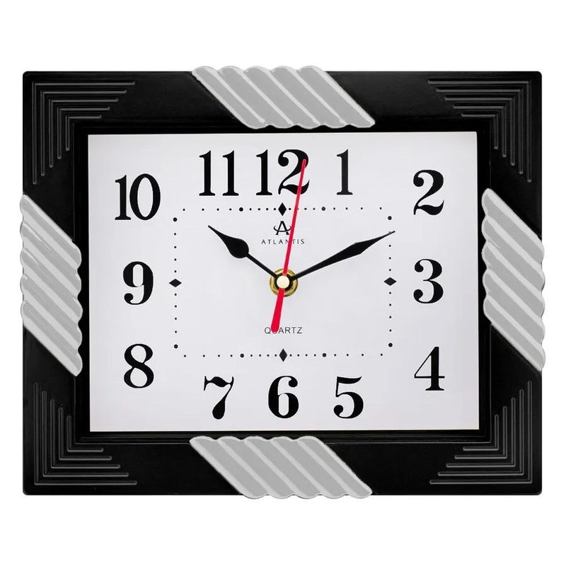 Часы настенные TLD-6067A "Atlantis" black (25,4*20,8*4,1см) А