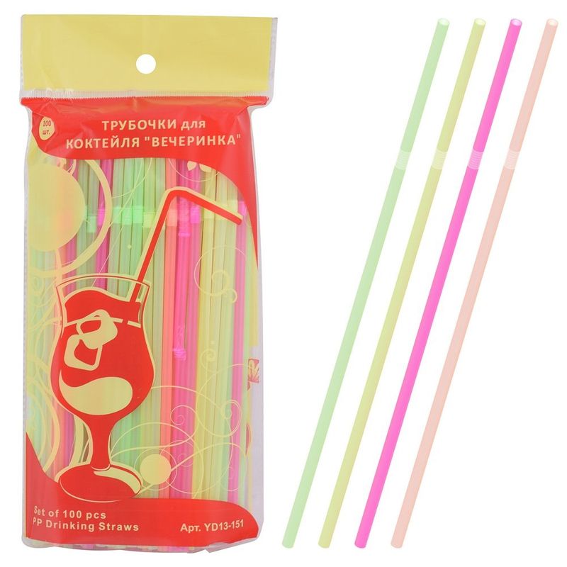 Трубочки коктейльные "Вечеринка" YD13-151 (100шт.) Мд