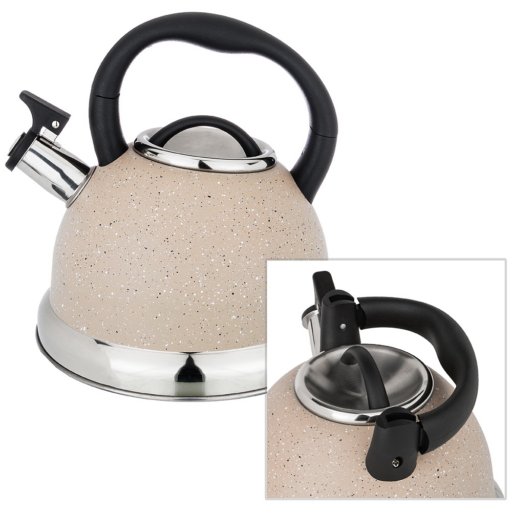 Чайник нерж. 937-028 3,0л. со свист. Мрамор айвори ВД