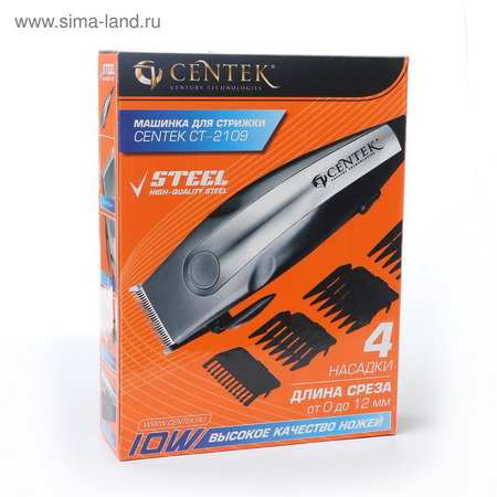 Машинка д/стрижки волос CENTEK CT-2103 (12Вт, 4 нас.)