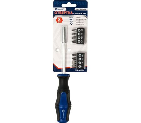 Отвертка рукоятка 646-676 Ultra Grip КОБАЛЬТ, +набор бит CR-V, блистер Отвертка рукоятка 646-676 Ultra Grip КОБАЛЬТ, +набор бит CR-V, блистер