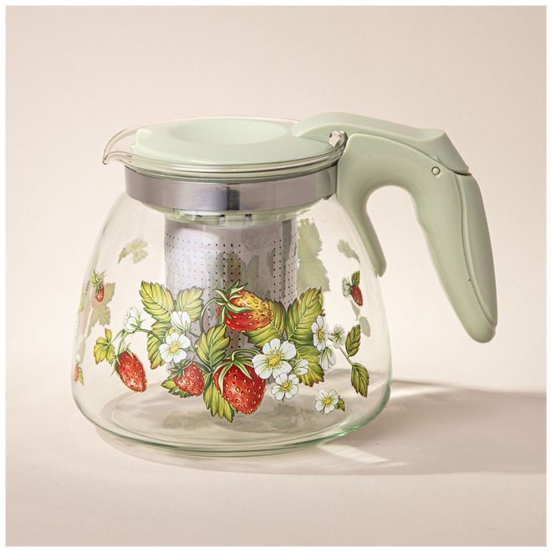 Чайник заварочный 885-108 "Agness" 0,9л. "Земляника" (стекло) ВД