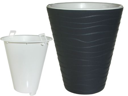 Кашпо ВАЛЕНСИЯ 2,0л. со вставкой 0990 (антрацит) ДП