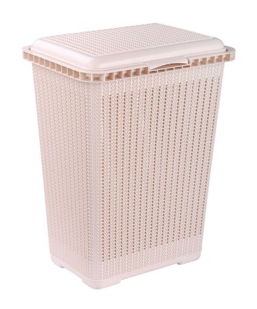 Корзина д/белья 25л. ВЯЗАНОЕ ПЛЕТЕНИЕ М6904 бежевый