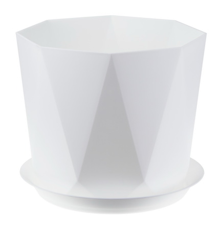 Кашпо ПРИЗМА  2,6л. d17,5см. с подд. КН3138Б (белый)