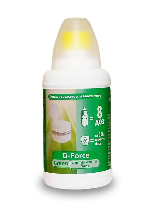 Жидкость д/биотуалетов "D-FORCE green" 0,5л. д/нижнего бака ВХ