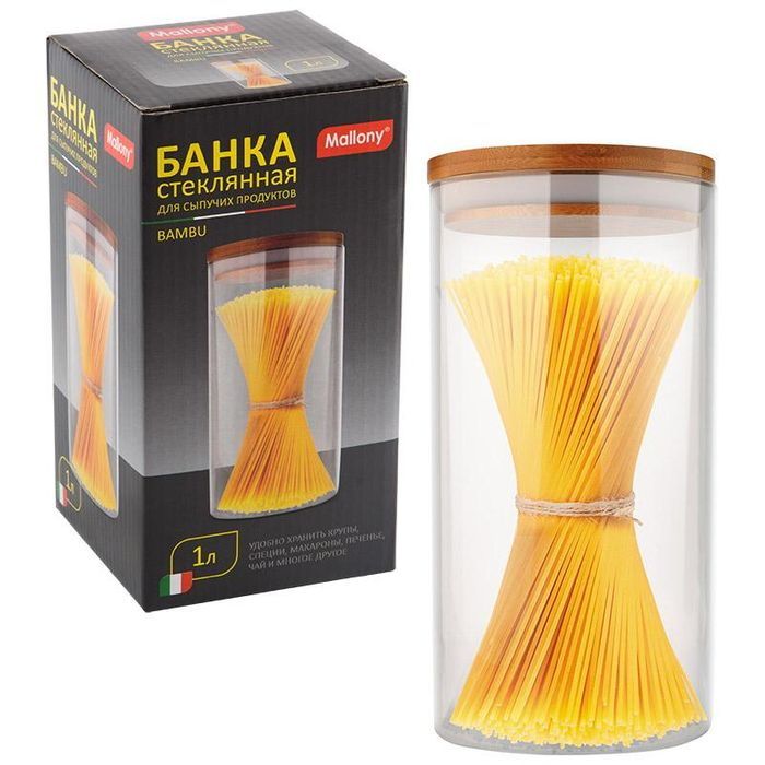 Банка д/сып. прод. 004449 1,0л. BAMBU, с крышкой (стекло) СКР