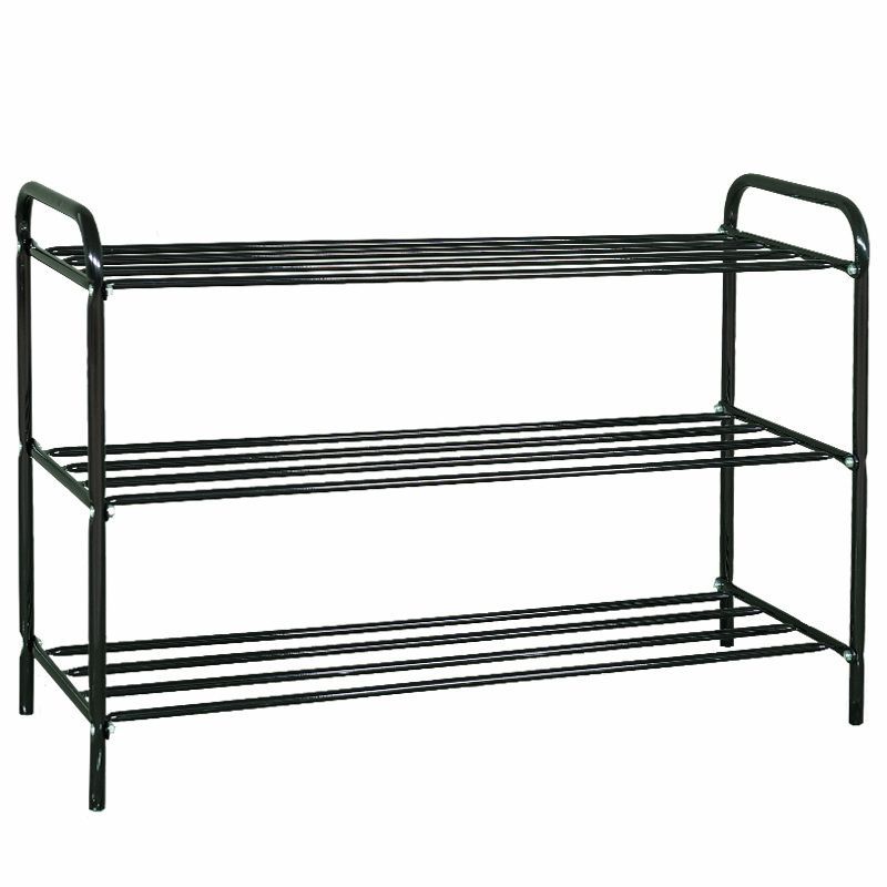 Этажерка д/обуви 3ярусн. "Альфа 23" ПДОА23С  Ч/К с сиденьем (650*300*480мм.) (Черный/Коричневый) (ЗМ