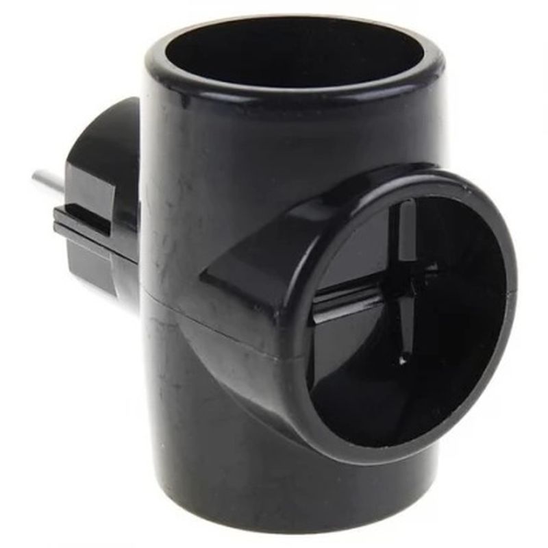 Разветвитель TOKER 3 роз. 3Тb 17 б/з, 6А, черный